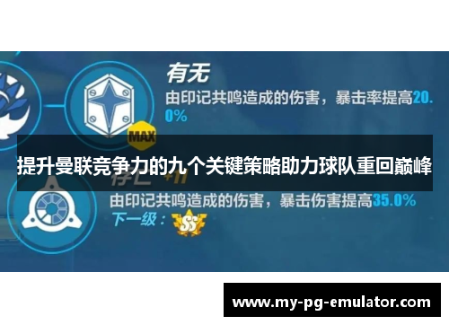 提升曼联竞争力的九个关键策略助力球队重回巅峰